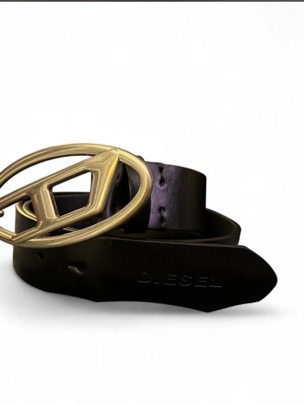 DIESEL Black Leather Belt with silver Oval Buckle - Picture 1 of 4